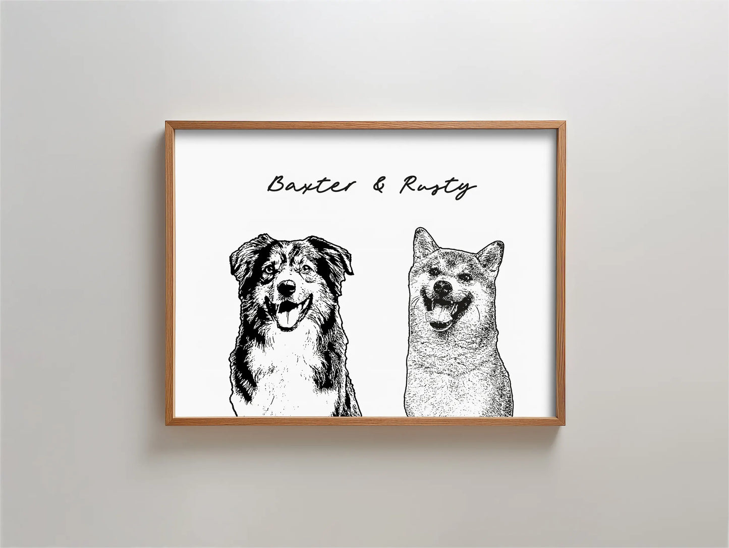 Black & White Portrait - Multiple Pets