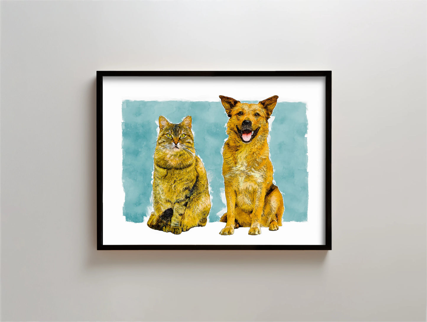 Watercolor Sketch Portrait - Multiple Pets